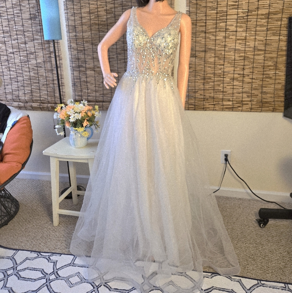 NWT Rosemore Couture Beaded Illusion Tulle Formal Dress
